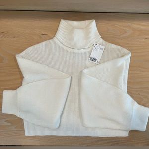 NWOT Divided white knit turtle neck crop top